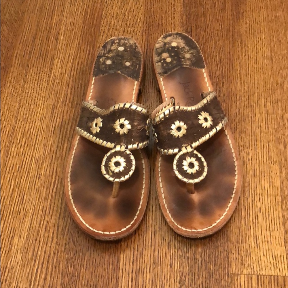 Brown Cork and Gold Jack Rogers Sandals